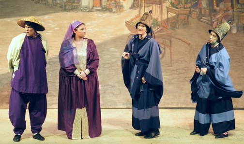 Wishee, Notsoshy, Sgt Chop and PC Suey -- Aladdin Broxbourne pantomime photo 2007/2008